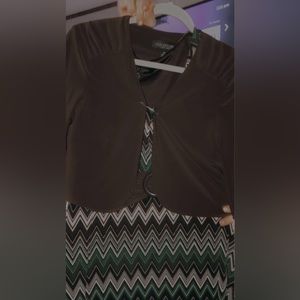 Formal gown, early 2000’s brown dress with buckle and shawl